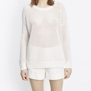 Vince women's mesh knit cotton pullover sweater